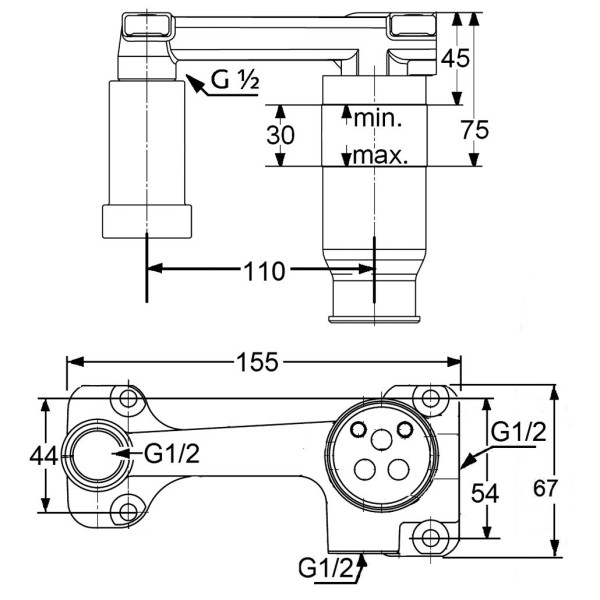 Внутренняя часть смесителя для раковины Kludi для настенного монтажа (38243)