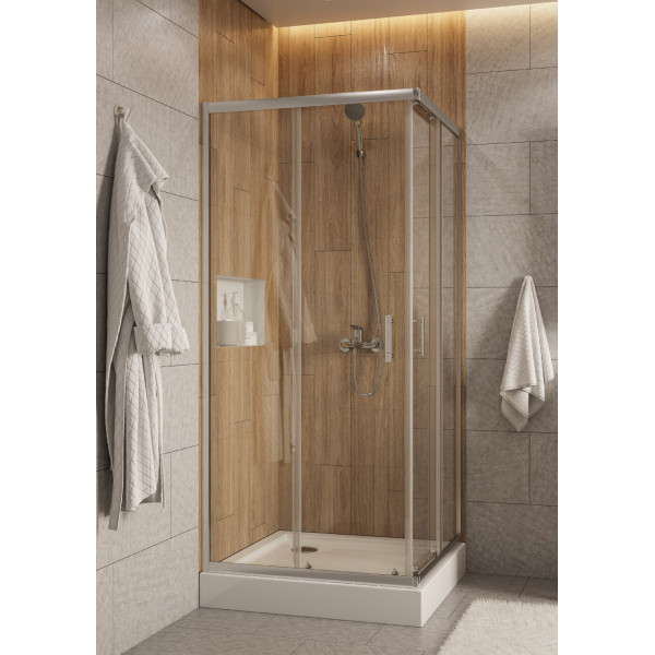 Душевой уголок Santek Вэлия 90x90x195 стекло (прозрачное, профиль хром (1WH501793)