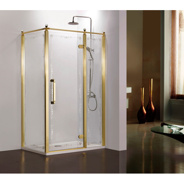 Душевое ограждение Azario Ontario 90х1200х200 R стекло матовое с узором профиль золото (AZ-NBB1231-R 90 GOLD)