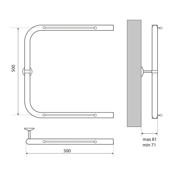 Полотенцесушитель водяной Melodia Moon Shelf 50х50 П-образный б/кронштейна (MTRMS5050) Полотенцесушитель водяной Melodia Moon Shelf 50х50 П-образный б/кронштейна (MTRMS5050)