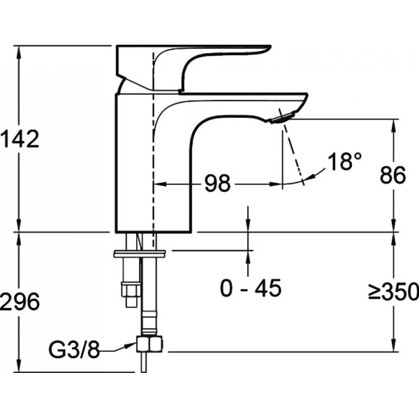 Смеситель для раковины Jacob Delafon Aleo с донным клапаном хром (E72277-CP)