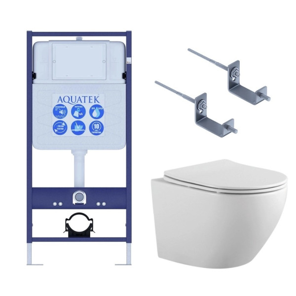 Инсталляция с унитазом Aquatek Европа-KKI2 рама Standard INS-0000012+звукоизоляционная прокладка+крепеж KKI-0000002+унитаз Европа AQ1901-00+