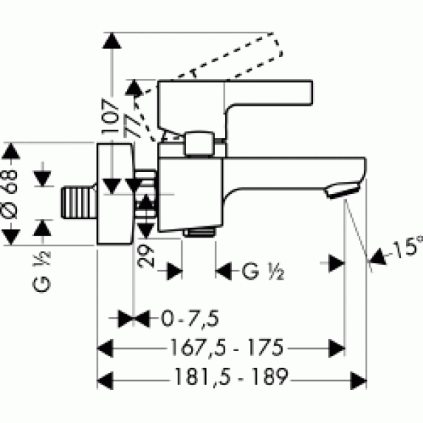 Смеситель для ванны и душа Hansgrohe Metris S (31460000)