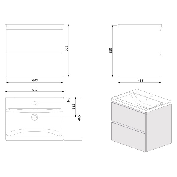 Тумба подвесная Cersanit Lara орех (63420)