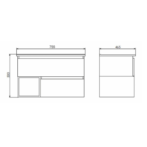 Тумба подвесная с раковиной Comforty Турин 750x465x500 дуб бежевый (00-00013913)