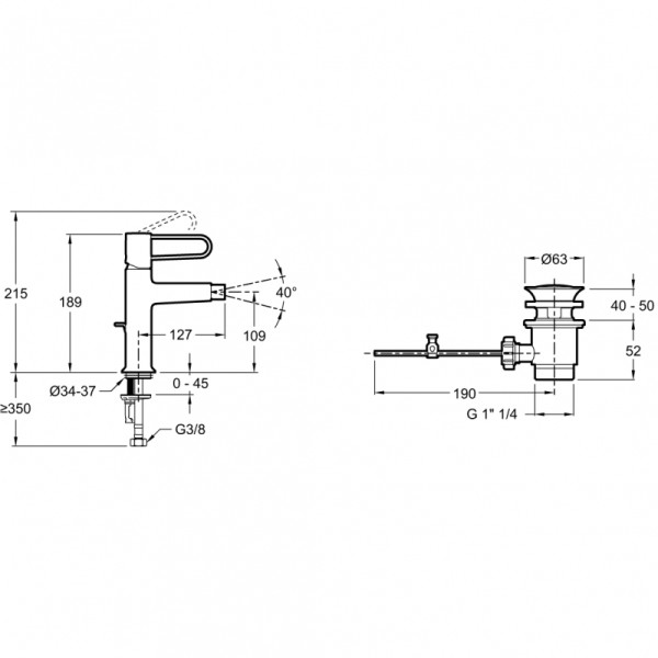 Смеситель для биде Jacob Delafon Odeon Rive Gauche хром (E21033-CP-CP)
