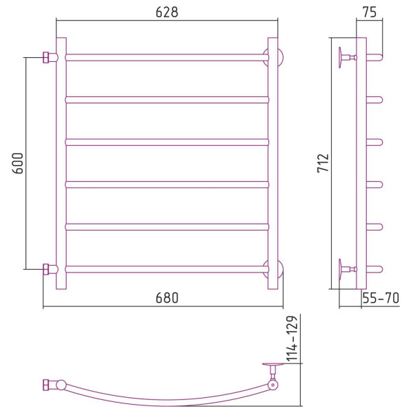 Полотенцесушитель водяной Стилье Версия-Б2 600х600 (6) Г 18 белый (12612-6060) Полотенцесушитель водяной Стилье Версия-Б2 600х600 (6) Г 18 белый (12612-6060)