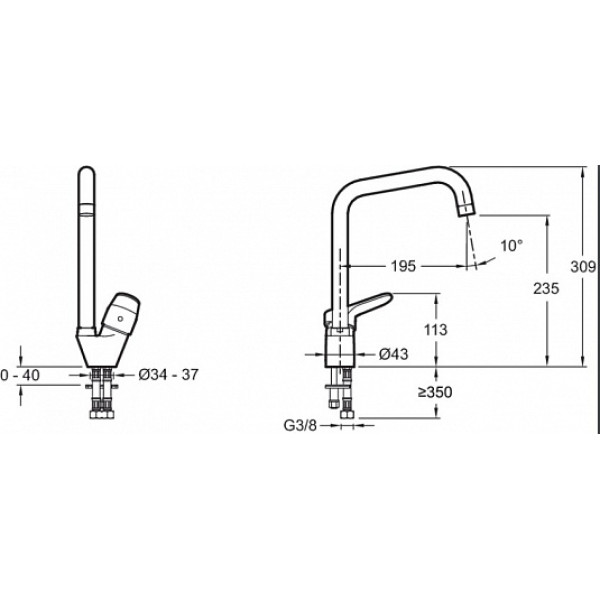 Смеситель для кухни Jacob Delafon Brive Хром (E75770-CP) Смеситель для кухни Jacob Delafon Brive Хром (E75770-CP)