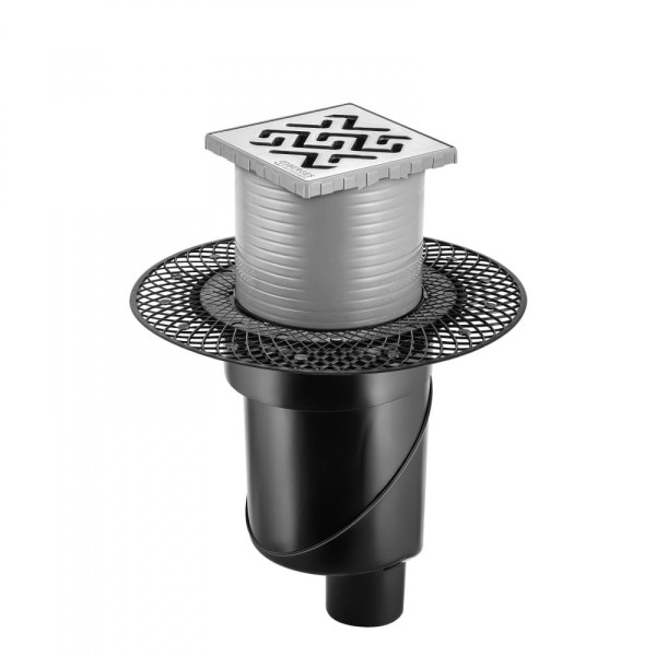 Трап Berges водосток Platz Antik 100х100, матовый хром, S-сифон D50/105 H50 вертикальный (090060)