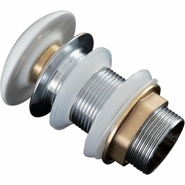 Донный клапан Aquanet латунь без перелива крышка керамика белый (330950)