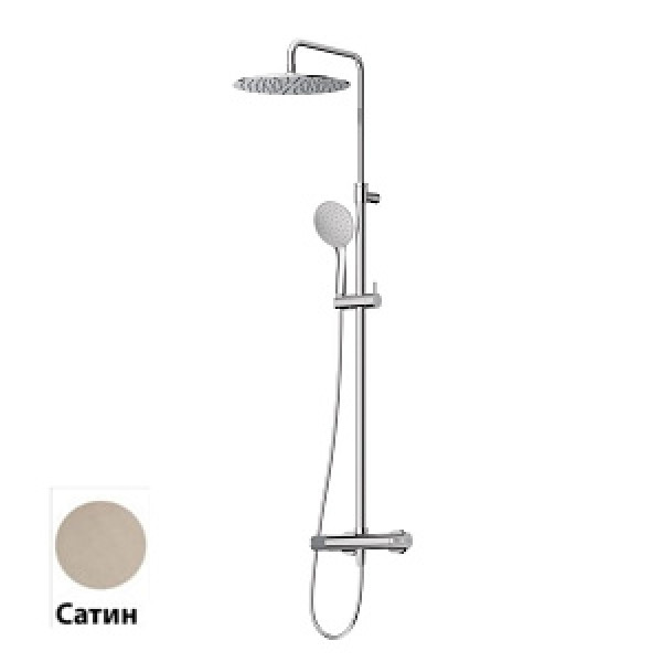 Душевая система Cezares leaf с ручным душем, верхний душем 300 мм, satinox (LEAF-CDA-30-L-ST)