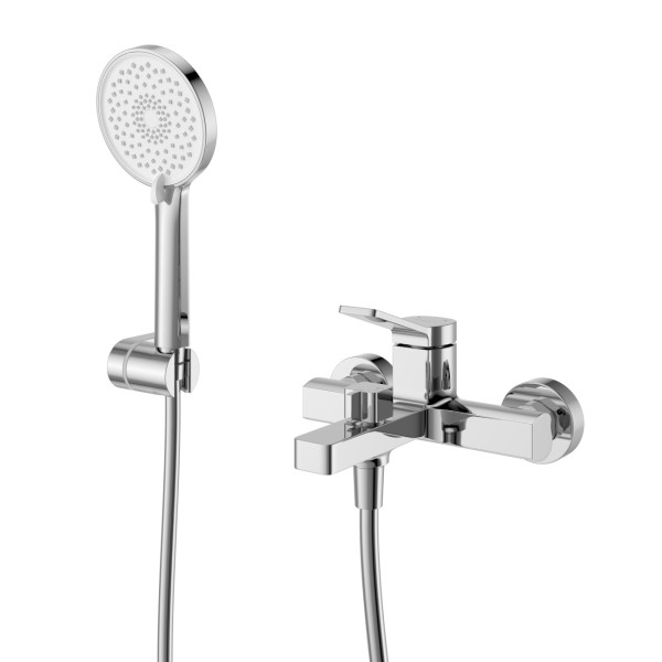 Смеситель для ванны и душа с ручным душем, шлангом и держателем BelBagno (ALBANO-VASM-CRM)