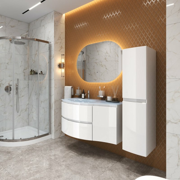 Пенал подвесной Cezares Vague 34x55 Bianco Lucido (44222) Пенал подвесной Cezares Vague 34x55 Bianco Lucido (44222)