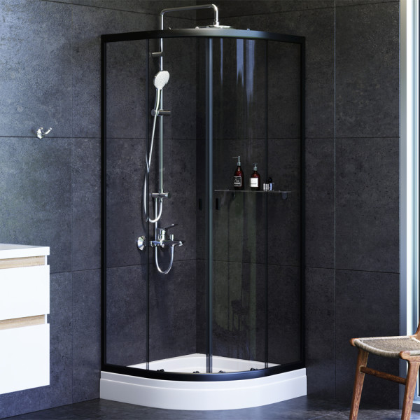 Душевй уголок AM.PM X-Joy 80x80x195 стекло прозрачное, профиль черный (W88E-205-080BT64)