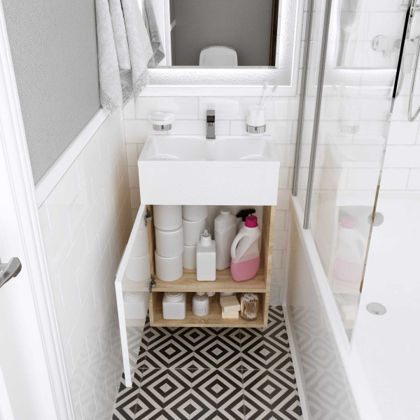 Тумба напольная 1Marka July 500*300*850 с раковиной, дуб сонома (У85933) Тумба напольная 1Marka July 500*300*850 с раковиной, дуб сонома (У85933)