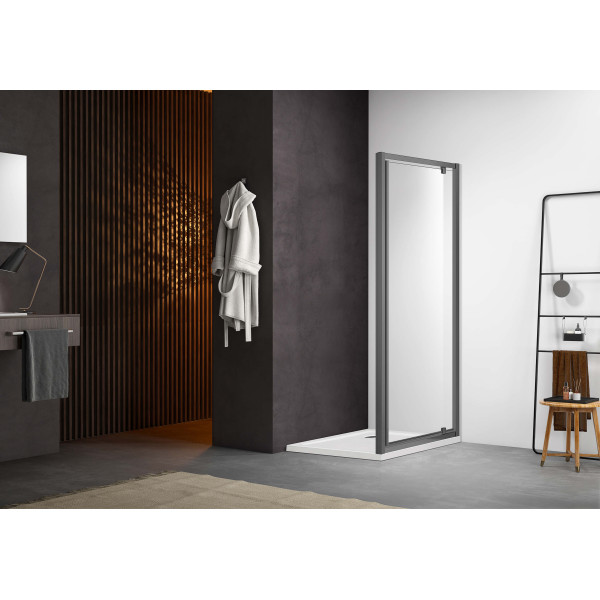 Душевая дверь Aquatek Ария 100x200 стекло прозрачное, профиль оружейная сталь (AQ ARI PI 10020GM)