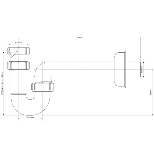 Сифон McAlpine 40 мм. трубный для донного клапана (MRSK14) Сифон McAlpine 40 мм. трубный для донного клапана (MRSK14)