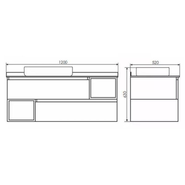 Тумба подвесная с раковиной Comforty Прага 1200x520x630 дуб белый/графит (00-00014834)