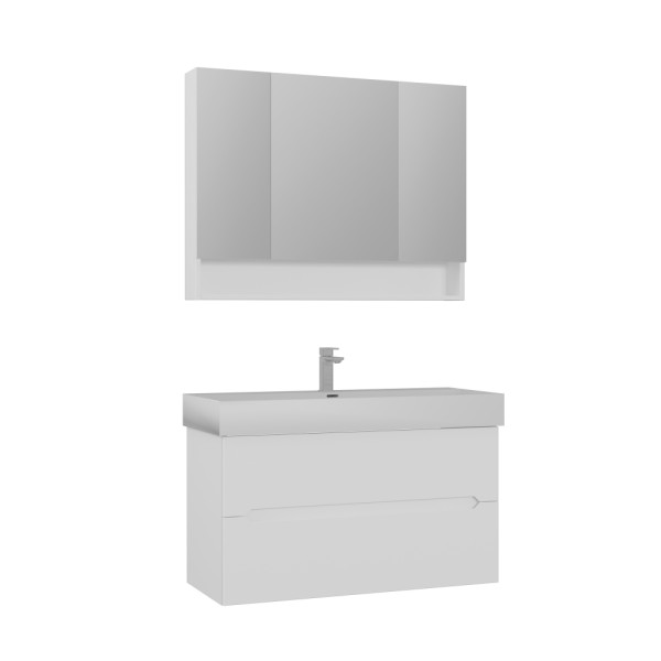 Тумба подвесная Orka Malta 1000x470x630 с раковиной белый матовый (5001477)