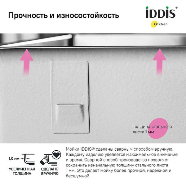 Мойка для кухни врезная Iddis Edifice 212x442x200 хром (EDI21G0i77)