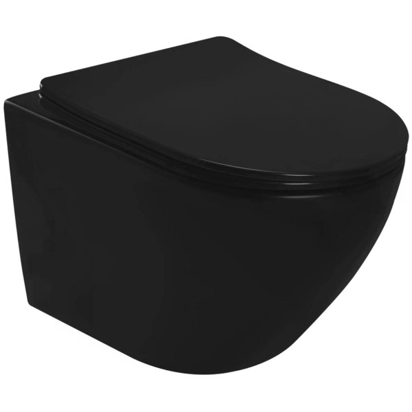 Унитаз подвесной безободковый Rea Carlo mini Black Mat черный (REA-С8489)
