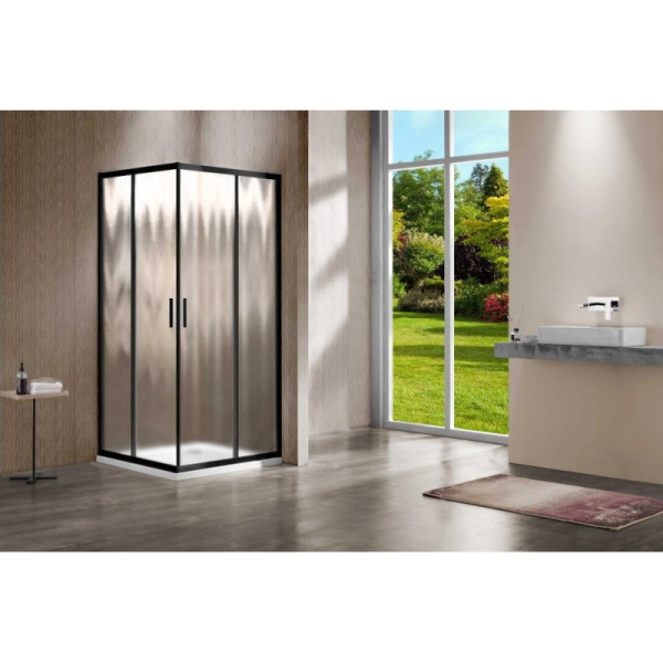 Душевой уголок Vincea Garda 900х900х1900 стекло шиншилла, профиль черный (VSS-1G900CHB)