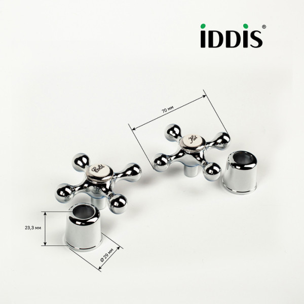 Маховик для смесителя 8x24 крест хром комплект 2 шт Iddis (991KR241SM)