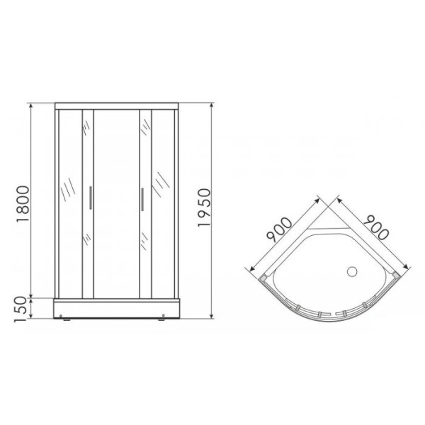 Душевой уголок Erlit 90х90 с поддоном, стекло матовое, профиль хром, без крыши (ER0509-C3)