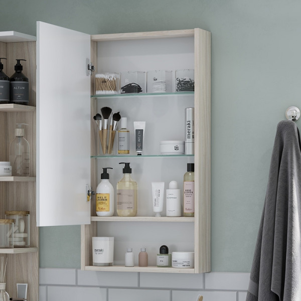 Шкаф зеркальный Aquaton Сканди 45 Белый/Дуб Верона (1A252002SDB20)