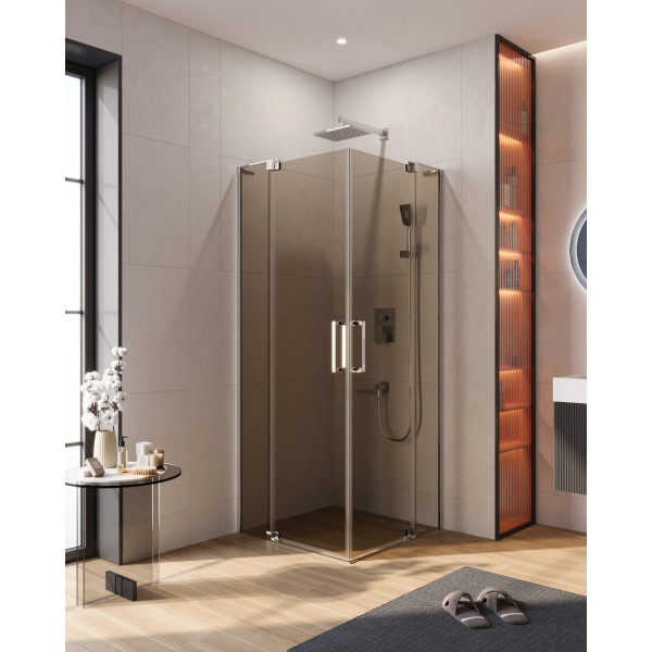 Душевой уголок Cezares Slider 70x70x195 стекло бронза, профиль хром (SLIDER-A-2-70/80-BR-Cr)