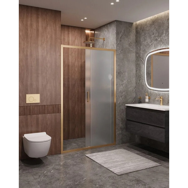 Душевая дверь Cezares Molveno 120x195 стекло матовое, профиль брашированное золото (MOLVENO-BF-1-120-P-BORO)