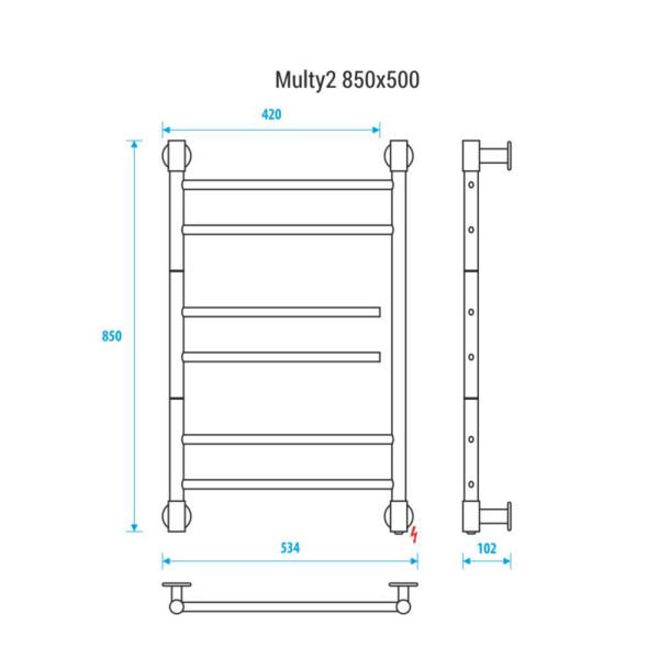 Полотенцесушитель электрический Energy Multy2 850х500 хром