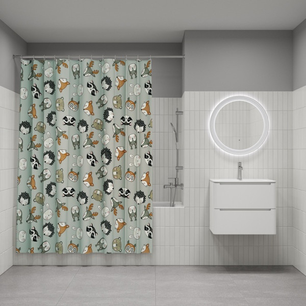 Шторка для ванны текстиль Iddis 200x180 полиэстер с рисунком (BA02P18i11)