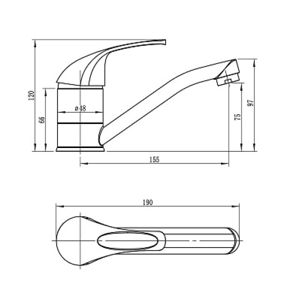 Смеситель для кухни L4504 хром, короткий излив Ligeya (L4504 Ligeya)