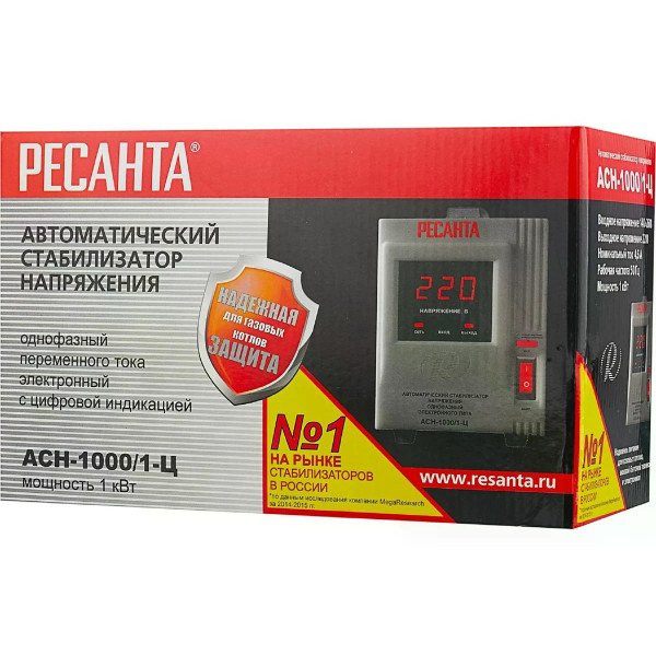 Стабилизатор напряжения Ресанта АСН-1000/1-Ц (63/6/2) Стабилизатор напряжения Ресанта АСН-1000/1-Ц (63/6/2)
