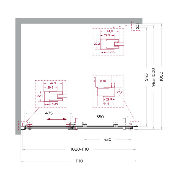 Душевой уголок BelBagno Marino 110x100x195 стекло прозрачное, профиль хром глянцевый (MARINO-2-AH-1-110/100-C-Cr)