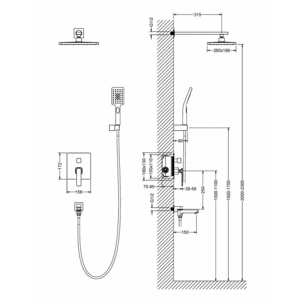 Душевая система Timo Torne черная (SX-4399/03SM)