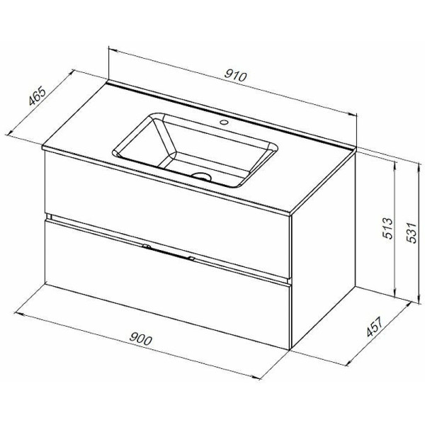 Тумба подвесная Aquanet Алвита New 90 2 ящика, антрацит (00303919)