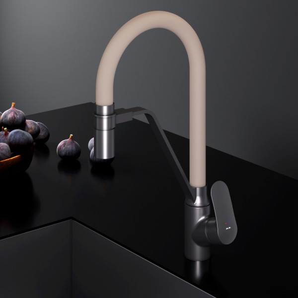 Cмеситель для кухни AM.PM Like с каналом для питьевой воды и гибким изливом, черн., бежевый излив (F8007826) Cмеситель для кухни AM.PM Like с каналом для питьевой воды и гибким изливом, черн., бежевый излив (F8007826)