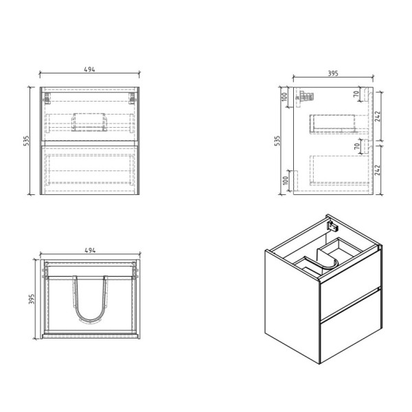 Тумба подвесная BelBagno Pietra Mini 50 Stone (PIETRA MINI-500-2C-SO-PT)