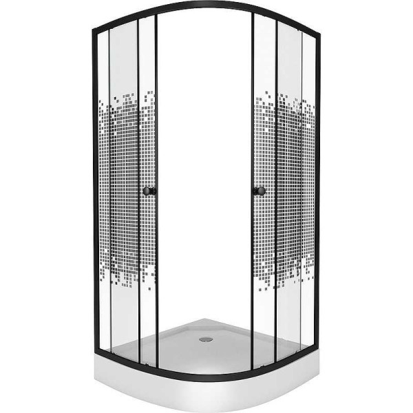 Душевой уголок Niagara 900*900*1950 стекло прозрачное с рисунком, профиль черный (NG-007-14 BLACK)