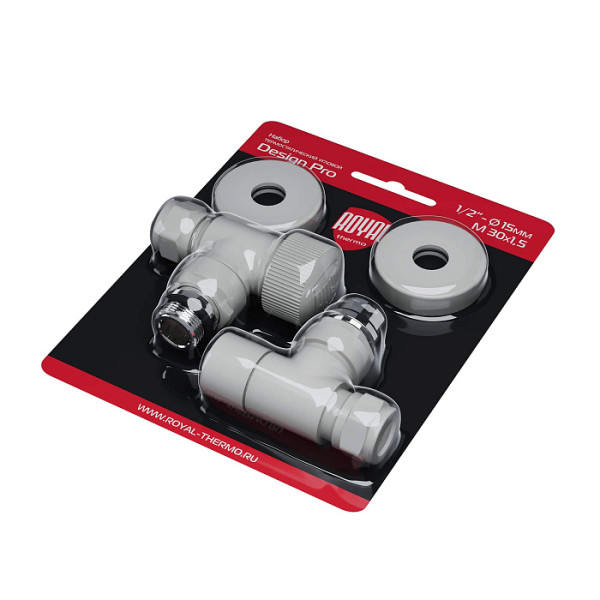 Комплект термостатический угловой 1/2"х15 мм Royal Thermo Design Pro М30х1,5 (Белый) (RATVXU11215WH) Комплект термостатический угловой 1/2"х15 мм Royal Thermo Design Pro М30х1,5 (Белый) (RATVXU11215WH)