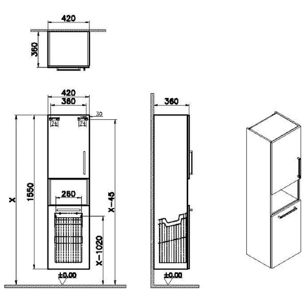 Пенал подвесной Vitra Root 40 см с корзиной, глянцевый белый, левосторонний (66237) Пенал подвесной Vitra Root 40 см с корзиной, глянцевый белый, левосторонний (66237)