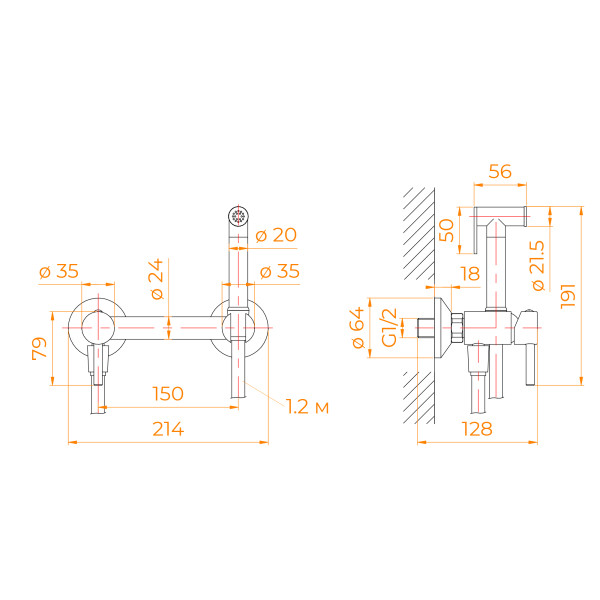 Смеситель с гигиеническим душем RGW Shower Panels черный (581408215-04)