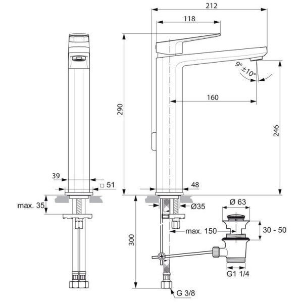 Смеситель для раковины Ideal Standard Tonic II с удлиненным корпусом (A6328AA)