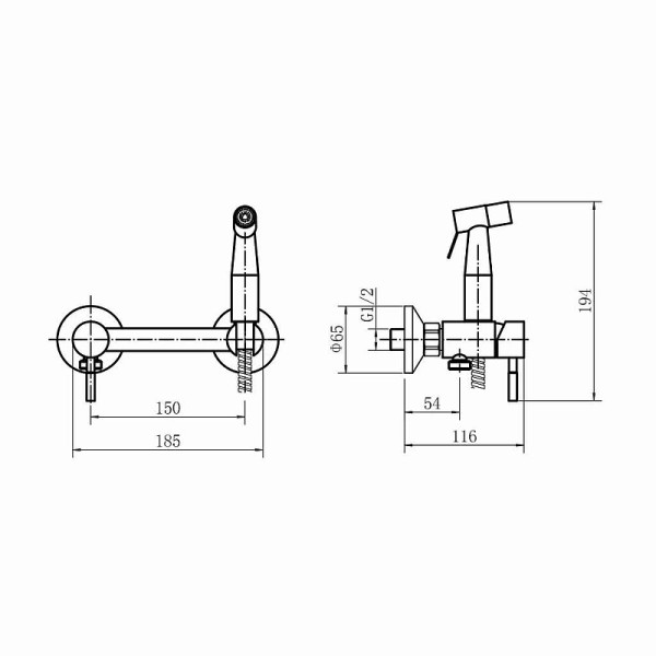 Гигиеническая лейка Dlin хром (H180203)