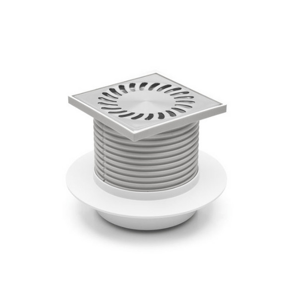 Трап MCH для пола D50 решетка нерж. 122х122 c воротником