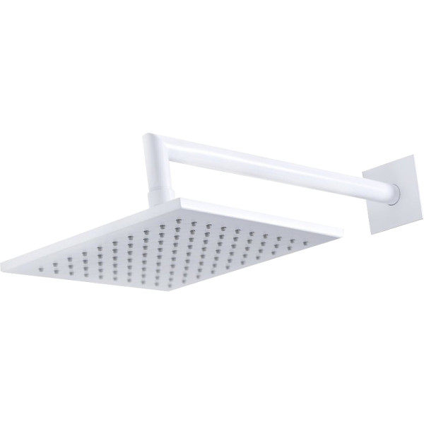 Верхний душ Cezares Porta 20x20 см с держателем 350 мм белый матовый (PORTA-TDDQ-BIO)