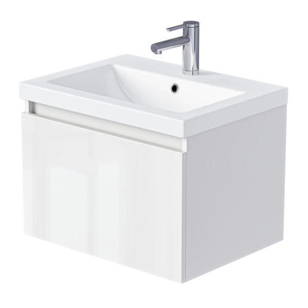 Тумба подвесная 1Marka Aris 590x447x400 белая аляска/белый глянец (Ц0000042281)