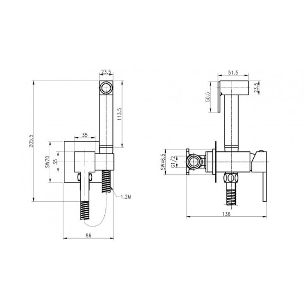 Набор для гигиенического душа Cezares хром (CZR-SET-DA2-ID3-FMM120-01)